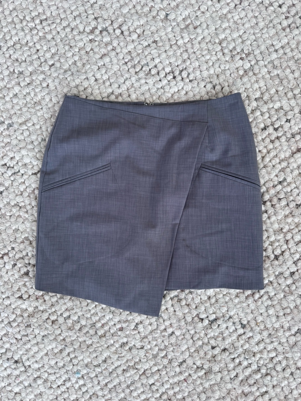 Modern Charcoal Mini Skirt with Asymmetric Wrap